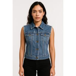 Y2K Vintage Denim Vest Button Front Gap 100% Cotton Size M